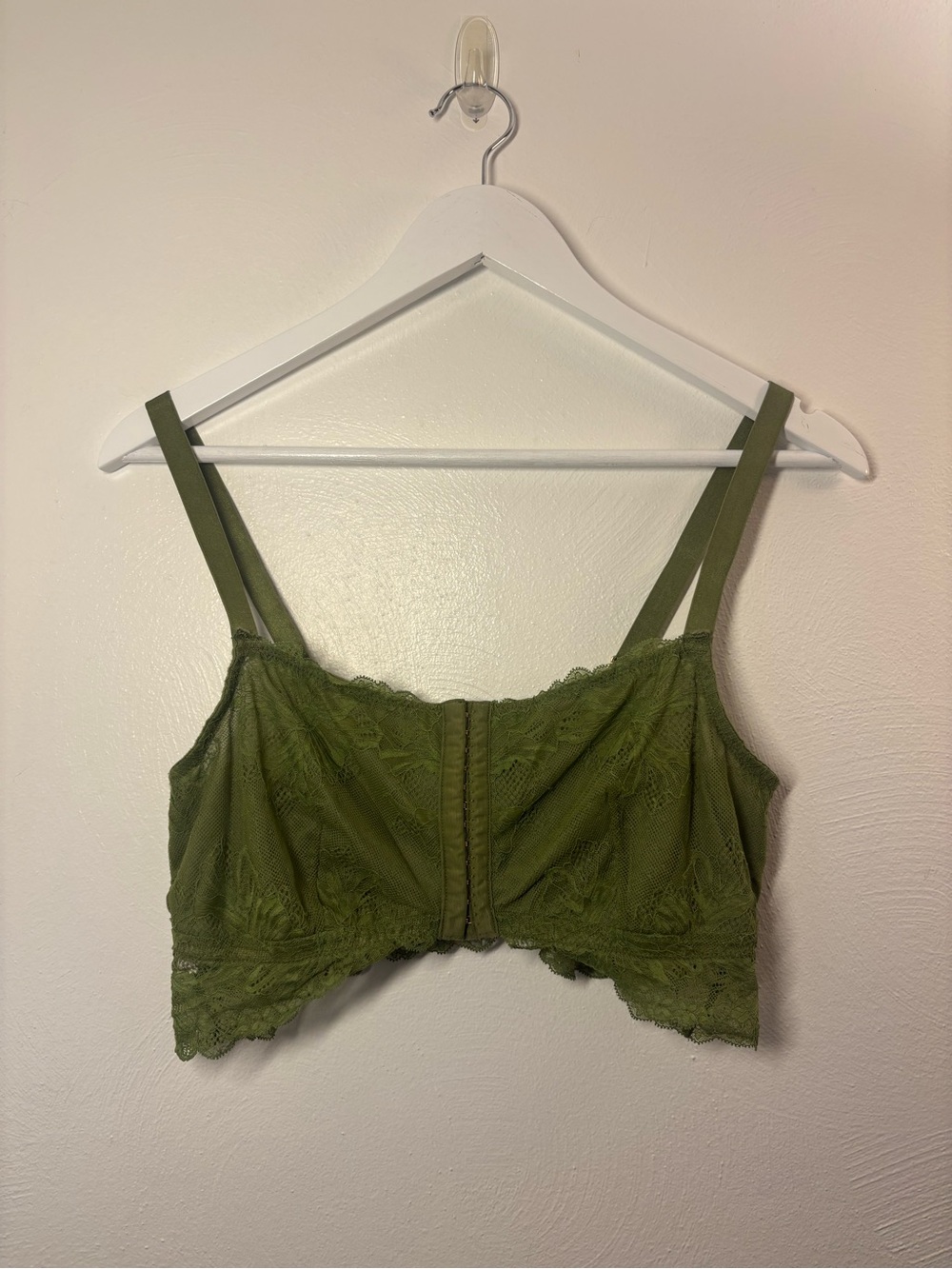 Auden Olive Lace Front-Hook Bralette Size XL